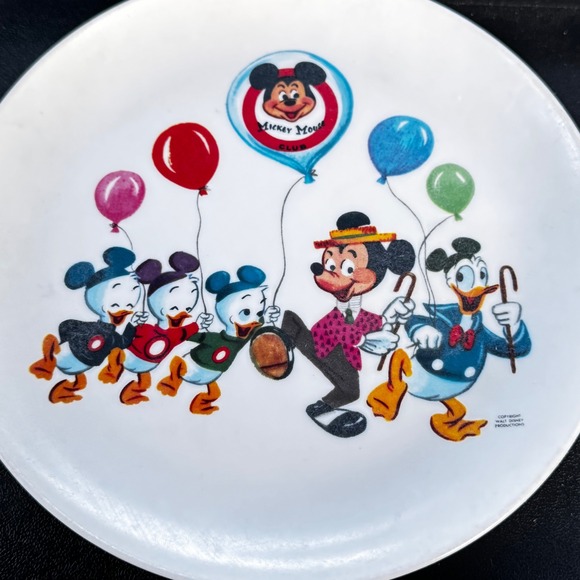 Vintage Disney Mickey Mouse Club Plate Walt Disney Productions 7.5" - Picture 1 of 7